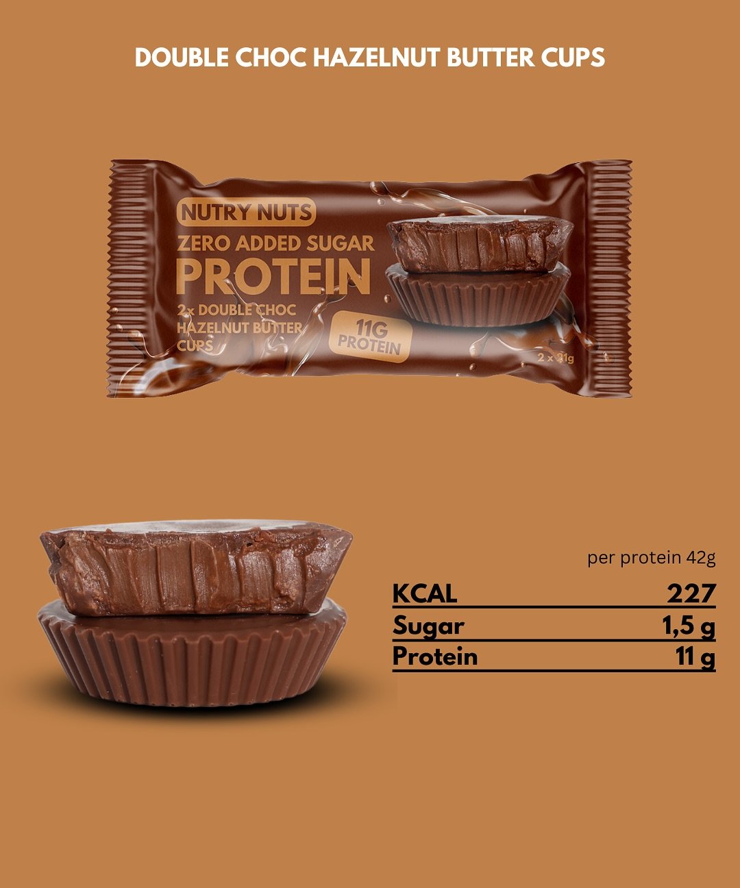 Nutry Nuts Nutry Nuts Peanut Butter Cups – Double Chocolate Hazelnut Butter 42g