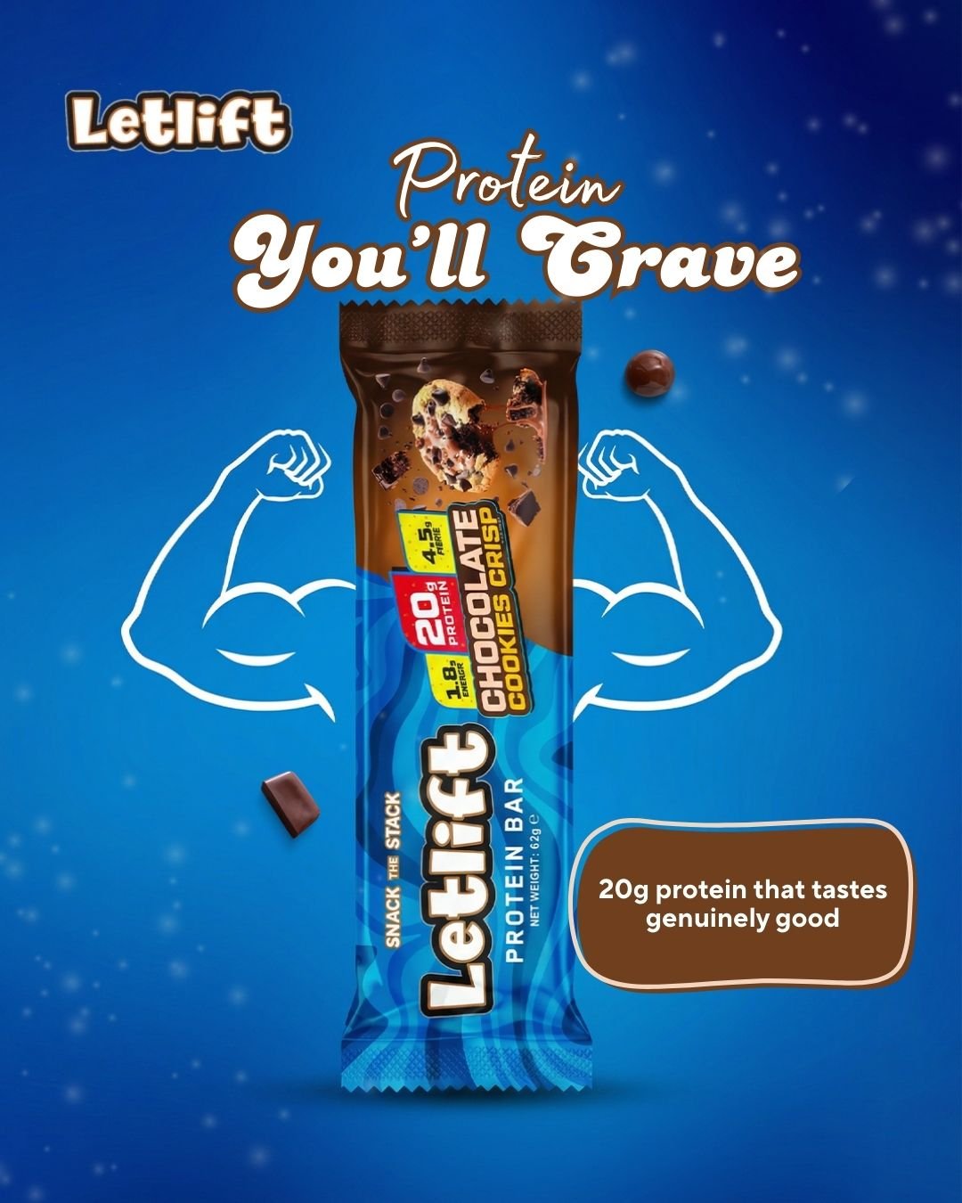 Letlift Letlift Protein Bar – Chocolate Cookies Crisp 62g