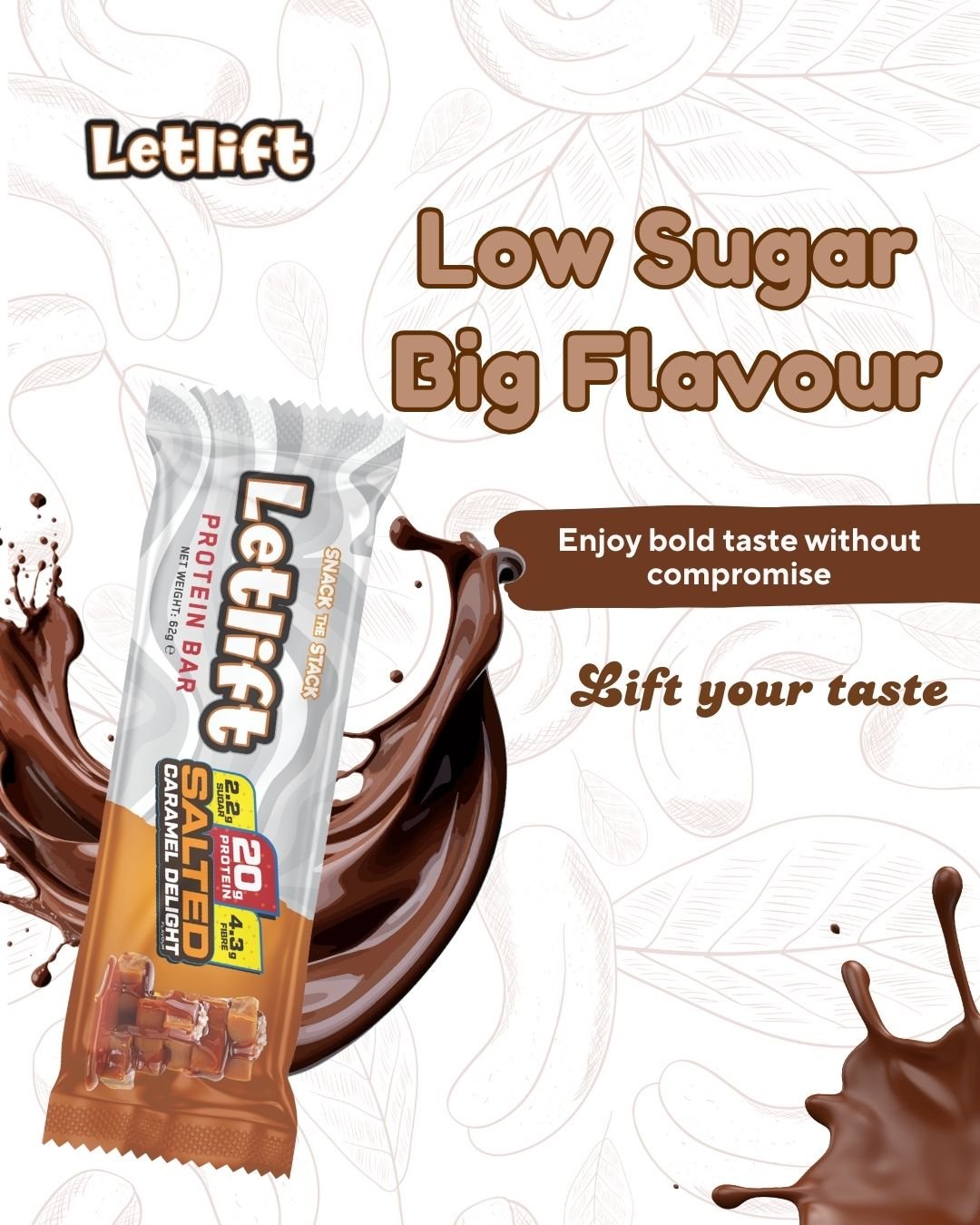 Letlift Letlift Protein Bar – Salted Caramel 62g