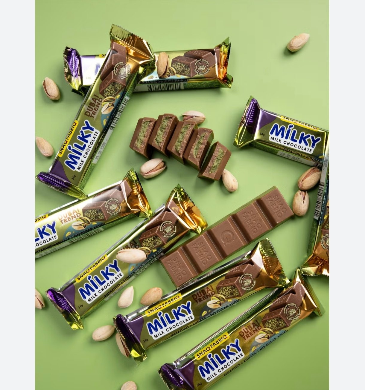 SnaqFabriq SnaqFabriq Milky Milk Chocolate Pistachio & Kunafa 34g