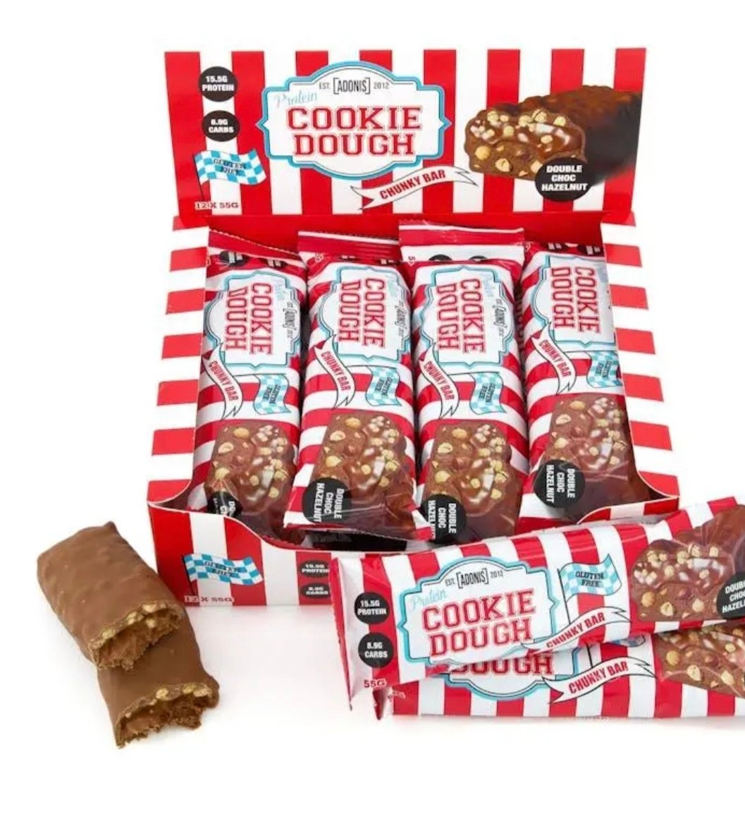 Adonis Adonis Cookie Dough Chunky Bar – Double Chocolate Hazelnut 55g